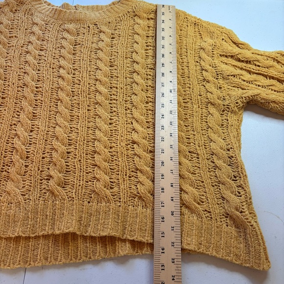 American Eagle Gold Yellow Open Knit Sweater Size XL Relaxed Cozy Beach Layers - Picture 6 of 9